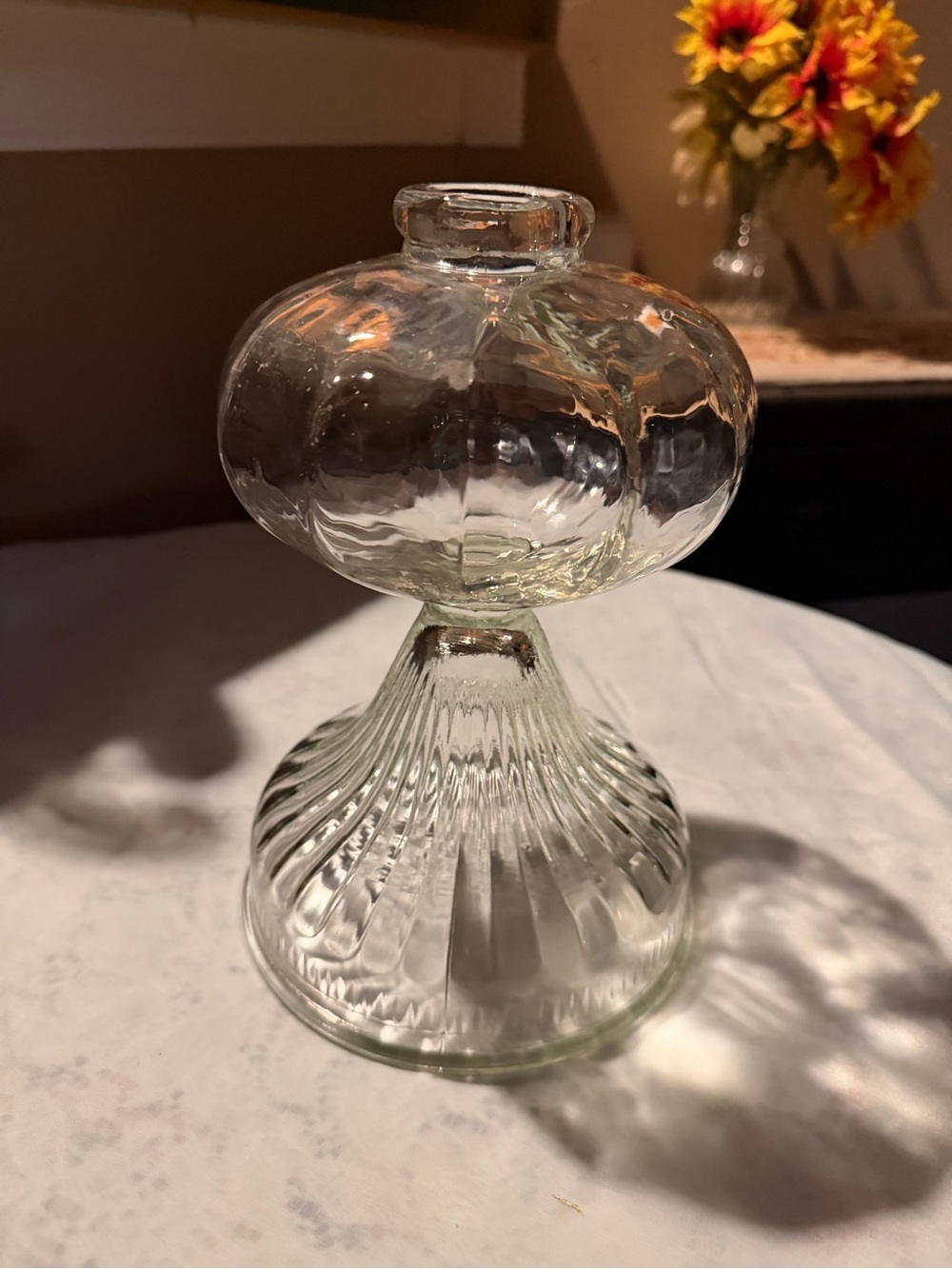 Vintage Glass Oil Lamp Base - Decorative Home Decor Accent